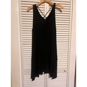 ALYA Women's Size Large L Dress Sleeveless Shift Flowy Midi Length Stretch Black